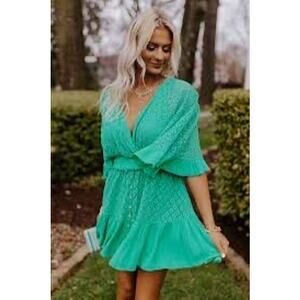 MSRP $89 NEW BIBI Crochet Lace Dress and Romper Combination Size S ONE DAY SHIP